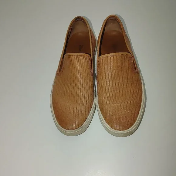 FRYE Men's Leather Slip-on Sneakers Brown Size 7 Pre-owned - Picture 1 of 7
